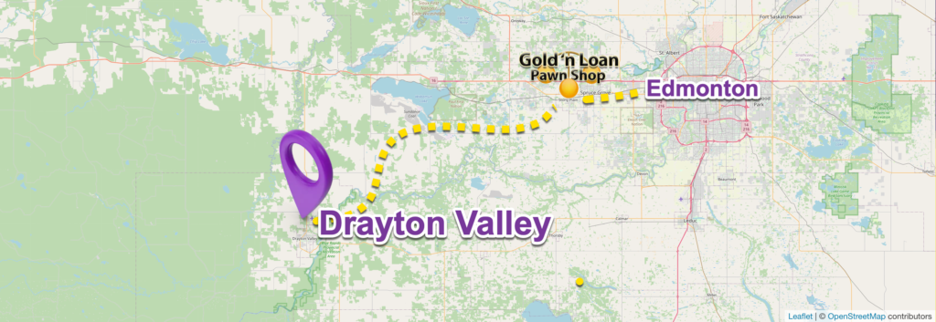 Map of Drayton Valley to Goldn Loan
